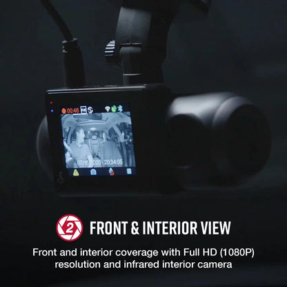SC 201 1080P Dash Cam + Interior Night Vision Cam, Live Alerts, Carplay Compatible Dash Camera