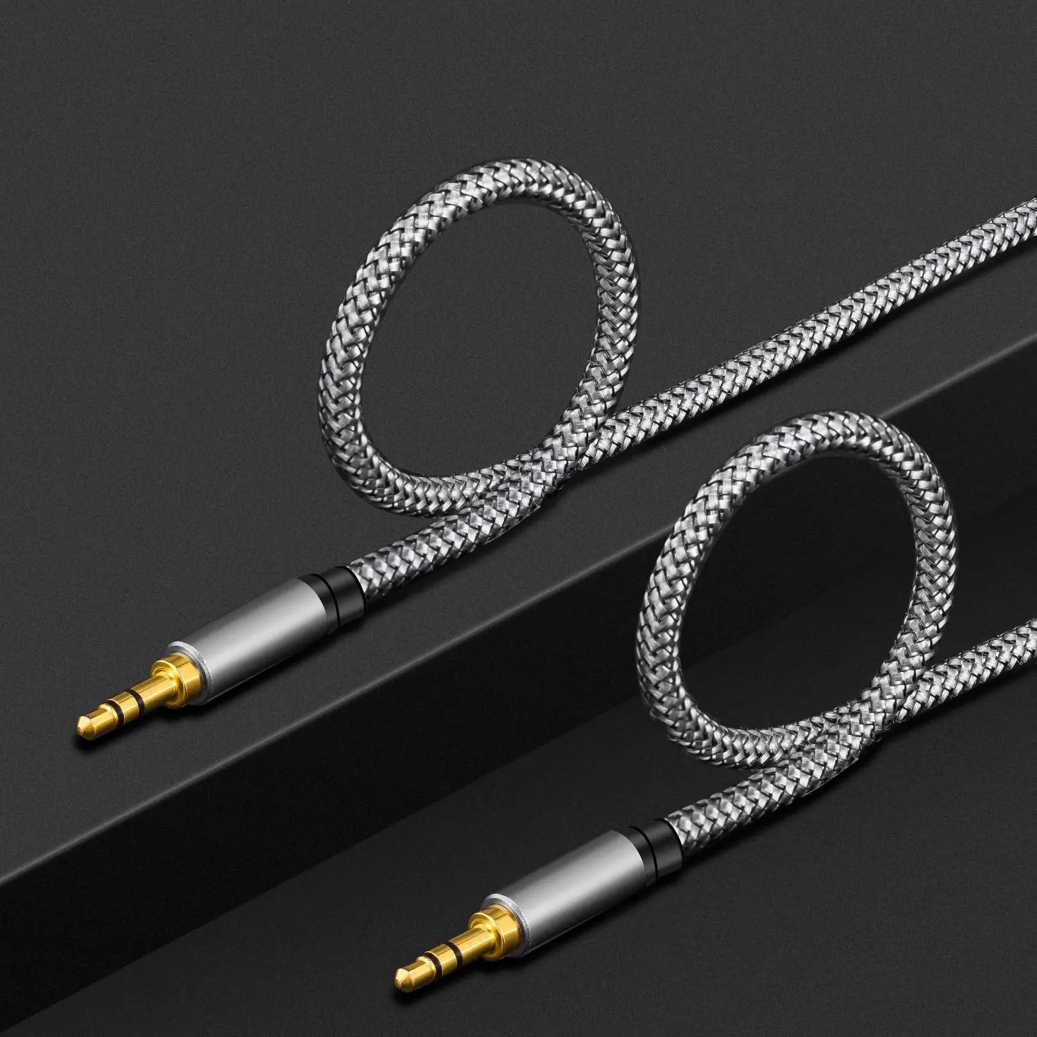 Aux Cable 15Ft, 3.5Mm Male to Male Auxiliary Audio Stereo Cord Compatible with Car,Headphones, Ipods, Iphones, Ipads,Tablets,Laptops,Android Smart Phones& More (15Ft/5M, Silver)
