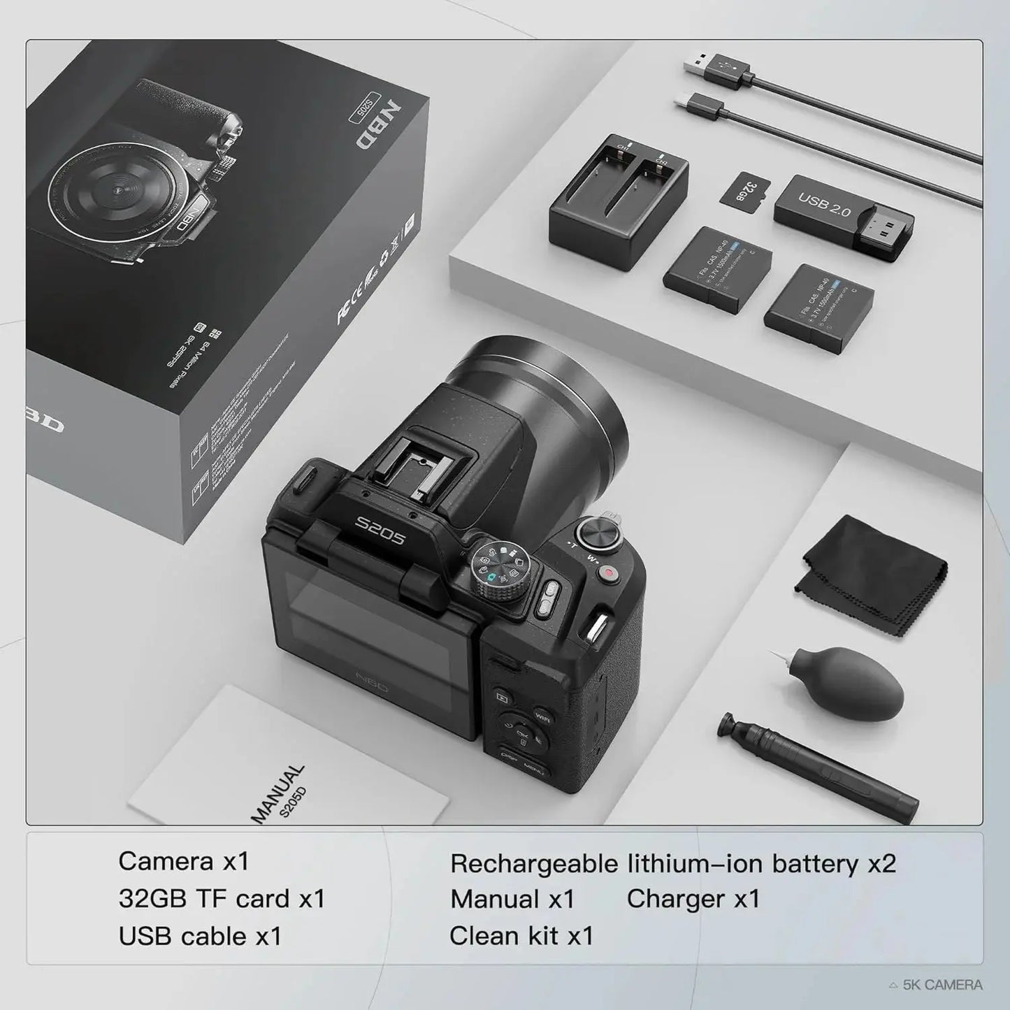 Digital Camera for Photography,4K 64MP Video Camera with 16X Digital Zoom and 32GB SD Card Black