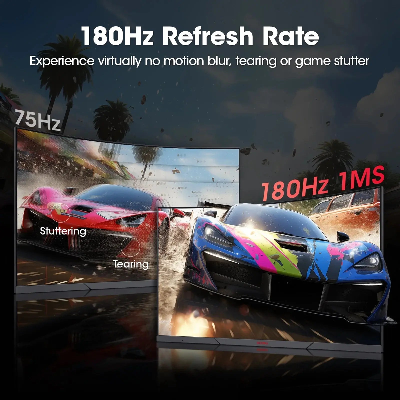 27 Inch Curved Gaming Monitor, 180Hz FHD Computer Monitors, 100% Srgb, Adaptive-Sync, 27E6CA