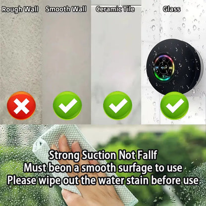 AquaBeat Mini: Waterproof LED Bluetooth Speaker with Powerful Sound & Suction Cup Mount