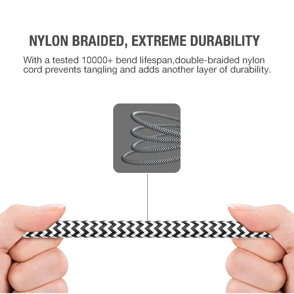 3.5Mm Stereo Audio Cable Extension Male to Male Nylon Braided 10Ft/3M  Tangle-Free AUX Cable for Headphones, Ipods, Iphones, Ipads, Home/Car Stereos and More (Black)