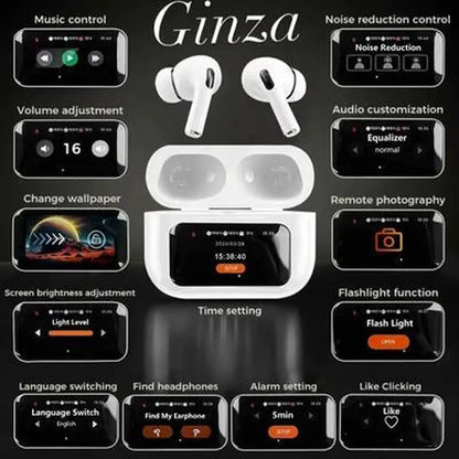 LED Display Noise-Canceling Bluetooth Earbuds