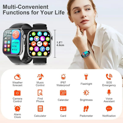 Smart Watch for Men Women, Bluetooth Call Fitness Tracker, Heart Rate Monitor, Sleep Tracking, Waterproof Smartwatch for Android Iphone