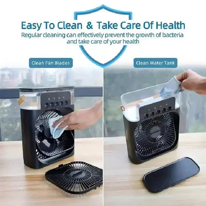 Portable Fan Air Conditioners USB Electric Fan Air Cooler LED Night Light Water Mist Fun 3 in 1 Air Humidifier for Home