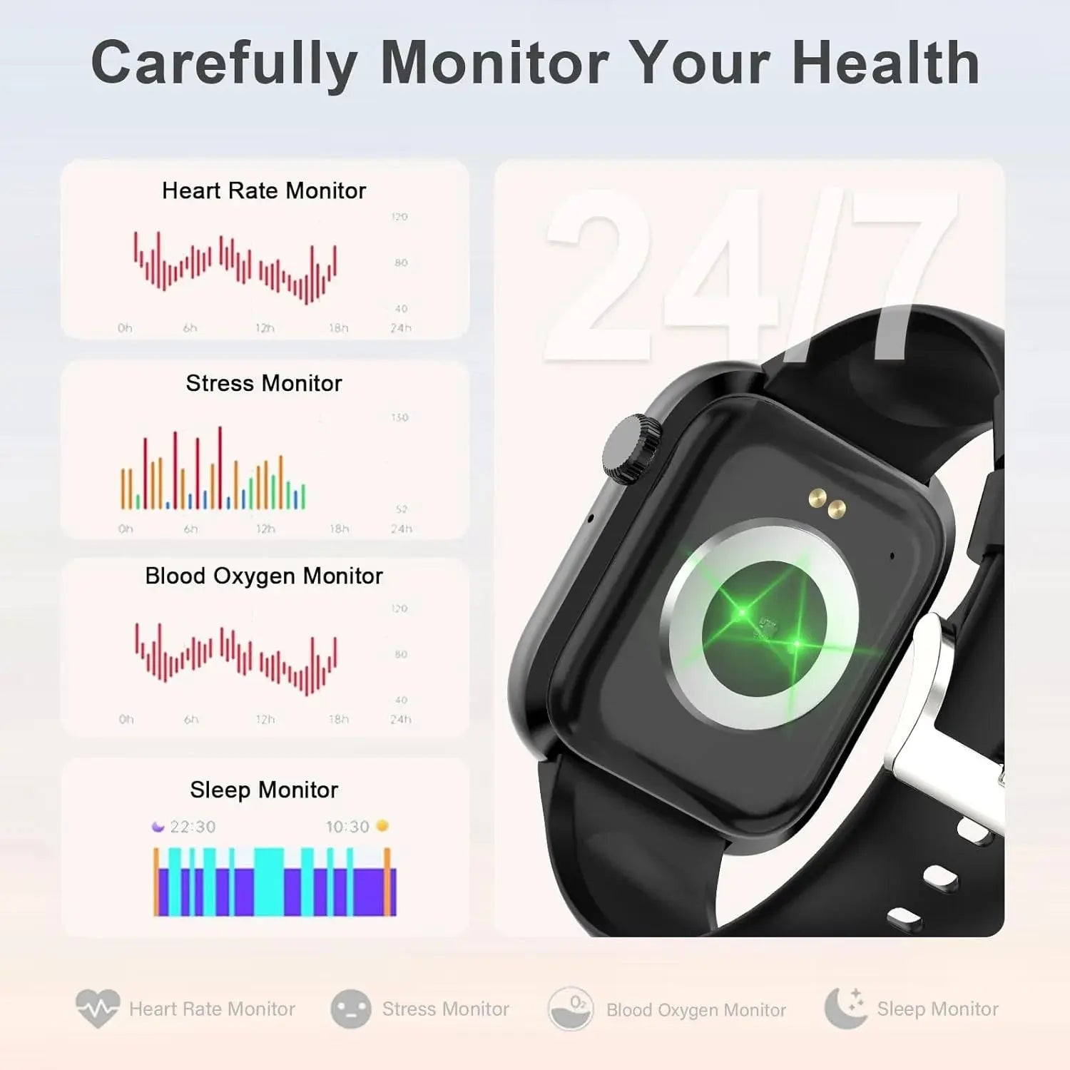 Smart Watch for Men Women, Bluetooth Call Fitness Tracker, Heart Rate Monitor, Sleep Tracking, Waterproof Smartwatch for Android Iphone