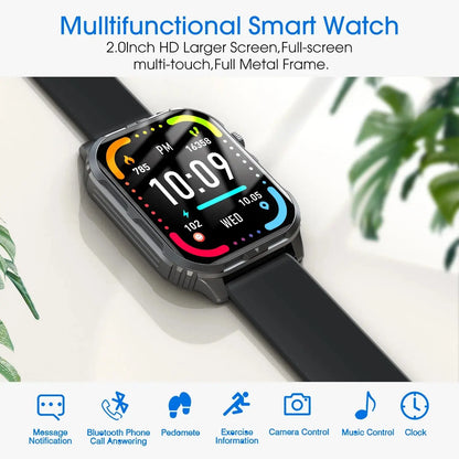 H5 Smart Watch with Bluetooth Call, IP68 Waterproof Fitness Tracker for Women and Men, Black