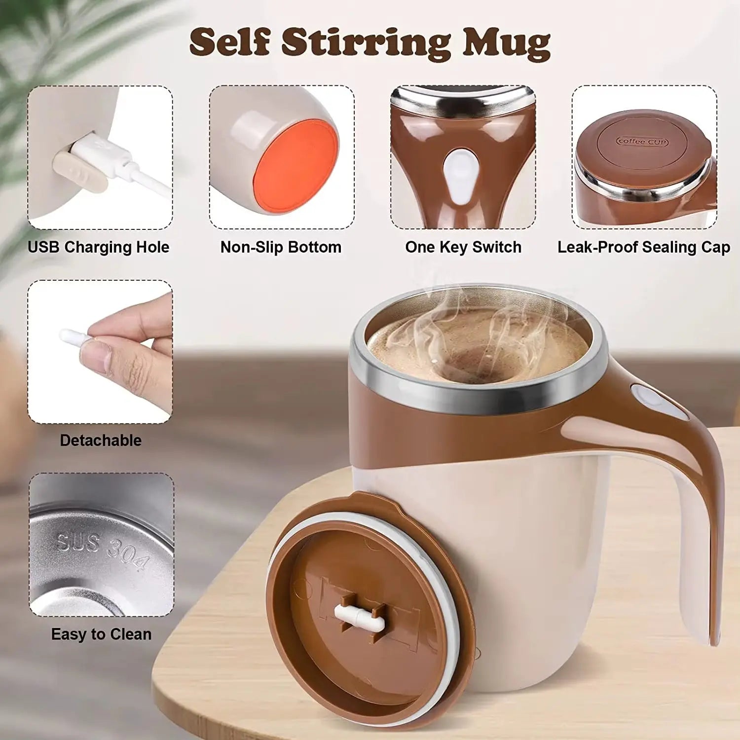Automatic Self-Stirring Mug – Mix Smarter, Sip Smoother