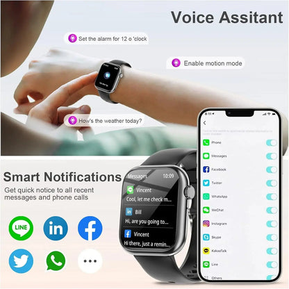 Smart Watch for Men Women, Bluetooth Call Fitness Tracker, Heart Rate Monitor, Sleep Tracking, Waterproof Smartwatch for Android Iphone