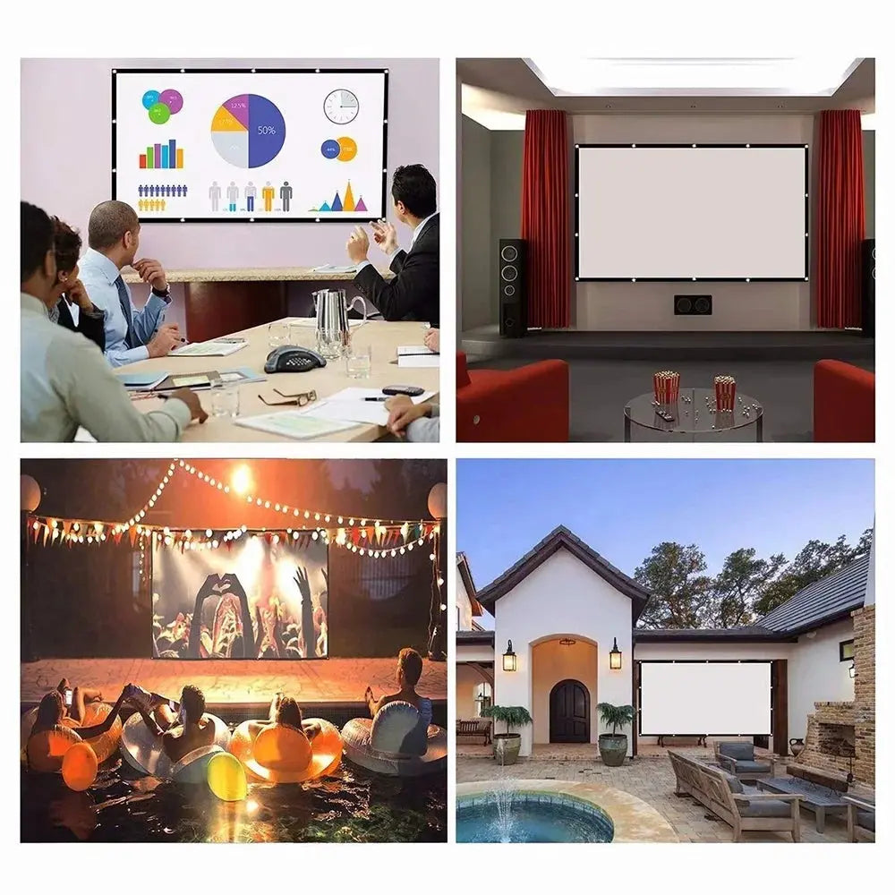 Projector Screen 150 Inch, 4K Movie Projector Screen 16:9 HD Foldable and Portable Anti-Crease