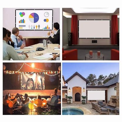 Projector Screen 150 Inch, 4K Movie Projector Screen 16:9 HD Foldable and Portable Anti-Crease